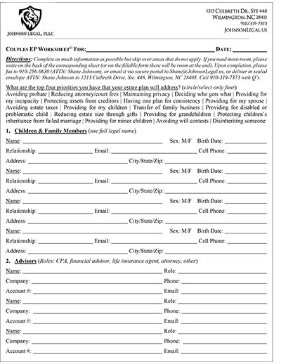 EP Worksheet FForm - Couples